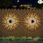Solar Fence Lights 2 Pack Outdoor Deck Step Wall Lights Metal Waterproof LED Warm Yellow Light for Garden Post Patio Backyard Yard Decor (Mandala-5, 2)