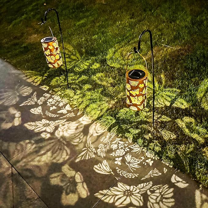 Christmas Gifts for Women, Solar Lanterns Outdoor Waterproof Butterfly Birthday Gifts for Women Mom Grandma Garden Decor Flower Hanging LED Decorative Light for Patio Yard Lawn Gardening Gifts