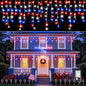 Red White and Blue Icicle Lights for Outside, 4th of July Decorations Independence Day Patriotic Lights, 33ft 400 LED with 75 Drops Clear Wire Connectable for Memorial Day Party Holiday