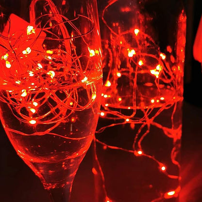 16 Pack Fairy Lights(Batteries Included) 10.2FT 30LEDs Firefly Lights Battery Operated String Lights Silver Wire Starry Lights for DIY Wedding Party Costume Christmas Tree Decoration (Red Fairy Light)