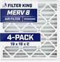 Filter King 19x19x2 Air Filter | 4-PACK | MERV 8 HVAC Pleated A/C Furnace Filters | MADE IN USA | Actual Size: 19 x 19 x 1.75"