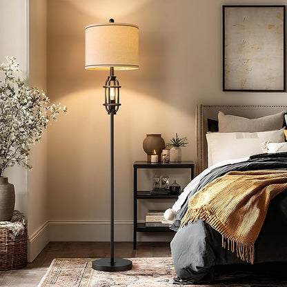 62.5" Floor Lamp for Living Room Industrial Black Standing Tall Lamps for Bedroom Mid Century Modern Corner Floor Lamps for Office Nursery Reading Light Room Lamp, Bulbs Included
