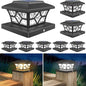 VOLISUN Solar Post Cap Lights Outdoor, Solar Powered Fence Cap Lights for 4x4 Vinyl/Wood, Black Waterproof Solar Deck Post Light 8Pack Cool/Warm for Garden Patio Porch