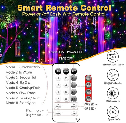 Fairy Lights 66ft 200 LED USB Twinkle String Light Plug in Silver Wire Lights with Remote and Timer 8 Modes Outdoor Waterproof Starry Lights DIY Party Wedding Christmas Decoration（Multicolor）