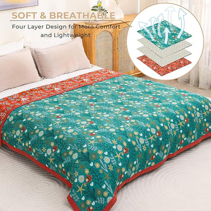 Boho Throw Blanket 90''x98'',100% Cotton Blankets for Couch Bed,Cotton Quilt Travel Muslin Blankets Farmhouse Home Decor Soft Lightweight Picnic Blanket
