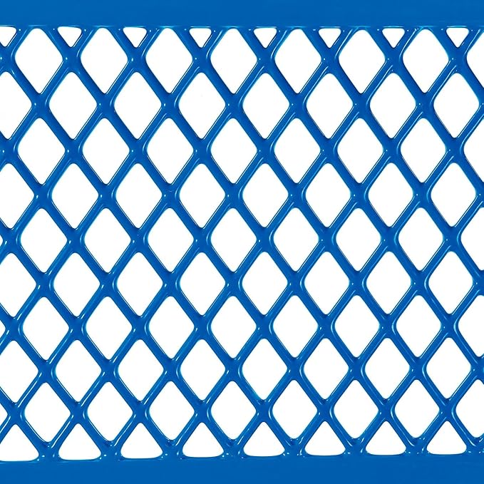 Global Industrial 6'L Heavy Duty Expanded Metal Mesh Bench with Backrest with Steel Frame, Portable Outdoor Bench, 1000 lbs Capacity, Blue, 72" L x 24" W x 33" H
