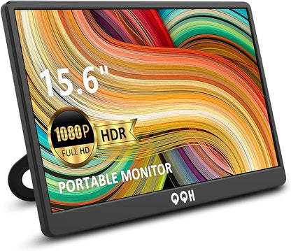 QQH Portable Monitor, 15.6" Portable Travel Monitor for Laptop 1080P FHD IPS Second Screen, USB C HDMI External Gaming Monitor Display for Computer Phone PC PS4 PS5 Xbox Switch (Z1-9)