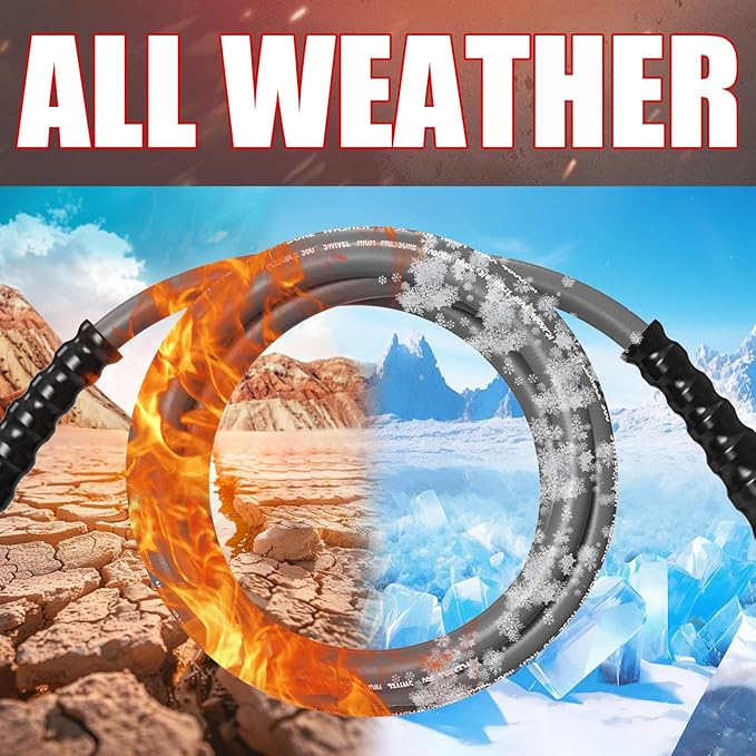 Kink-Resistant 3/8" Pressure Washer Hose 4800PSI(100FT),Steel Wire Braided Wear Resistant Rubber for Commercial, Industrial and Residential Use,Hot&Cold Water Hose with 3/8" Quick Connect