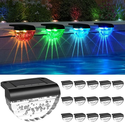 Melunar 16 Pack Solar Deck Lights Outdoor, Solar Step Lights Waterproof for Outside, Yard, Patio, Garden, Pool, Railing, Stairs, Fence (Color Changing)