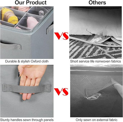 Shoe Organizer for Closet, Foldable Shoe Box with Adjustable Dividers and Clear Cover, Space Saving Shoe Storage Organizer Cabinet with Reinforced Handles, Fits 20 Pairs, Gray, TP10G