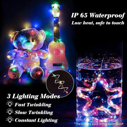 ZGWJ 24 Pack Fairy Lights Battery Operated, 7ft 20 Mini LED Fairy String Lights Silver Wire 3 Modes for DIY, Parties, Wedding, Bedroom, Halloween Christmas Decoration Multicolor