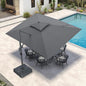 PURPLE LEAF 9' X 12' Double Top Cantilever Patio Umbrella Deluxe Large Outdoor Umbrella Rectangle Offset Umbrella with Fade Resistance for Garden Deck Pool Patio, Mist Grey