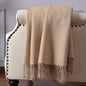 CUDDLE DREAMS Silk Throw Blanket with Hand-Knotted Fringe, Natural, Soft & Breathable (Taupe)