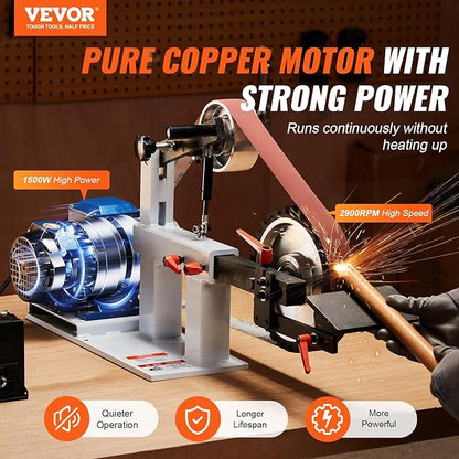 VEVOR Belt Grinder Sander, 72 x 2-Inch Variable Speed Belt Polisher with VFD, 1500W 2HP Polishing Grinding Machine with 3 Grinding Moulds & 3PCS Sanding Belts for Metalworking, Knife Making
