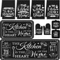 Fourluoo 10 Pcs Farmhouse Kitchen Decor and Accessories Set 4 Kitchen Towels 2 Pot Holders 2 Oven Mitts 2 Rugs for Cooking Baking Mom Housewarming Gifts(Black,Classic Style)