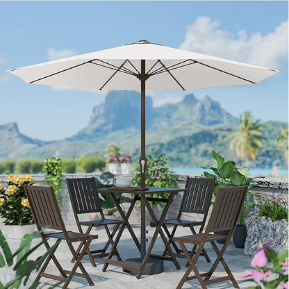 PatioKingdom 11FT Patio Umbrella,Outdoor Umbrella with Push Button Tilt and Crank,Market Table Umbrella with 8 Sturdy Fiberglass Ribs UV Protection(Creamy-white, 11FT)