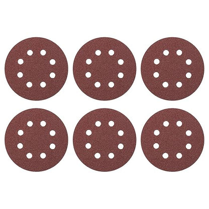 HARFINGTON 25 Pcs 5 Inch Sanding Discs, 60 Grit Hook and Loop Sandpaper, 8-Hole Aluminum Oxide Round Sanding Paper for Woodworking Automotive Metal Polishing, Red