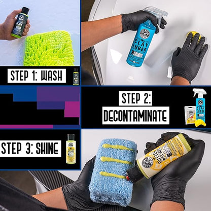 Chemical Guys Clay Bar Kit - Complete System - Clay Bar and Lubber Combo with Accessories for Smooth Paint Finish - Removes Embedded Dirt, Overspray, and Fallout - 6 Item Kit