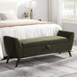 60'' Modern Upholstered Storage Ottoman Bench with Mid-Century Wood Legs, Entryway Bench with Hidden Storage for Living Room, Bedroom, and End of Bed, Comfort Padded Seat (B-Green)