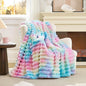 Cozy Bliss Faux Fur Throw Blanket for Couch, Cozy Warm Plush Striped Blanket for Sofa Bedroom Living Room, 50 * 60 Inches Tie-dye Rainbow