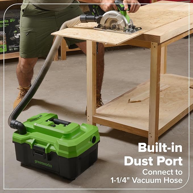 GREENWORKS 24V (4-TOOL) Combo (1/2” Drill + 1/4” Impact Driver + 6.5” Circular Saw + 200Lm Flashlight), 4.0Ah + 2.0Ah Batteries (24,000mAh Power Bank), (2) Braided Cables, 65W Rapid Charger