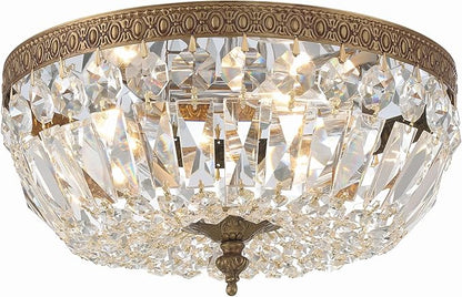 Crystorama 3 Light Spectra Crystal Olde Brass Flush Mount