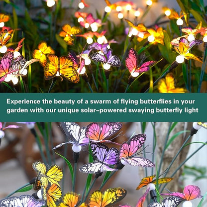 TONULAX Solar Garden Lights - 8 Pack Swaying Butterfly Light, Swaying in The Wind, Solar Outdoor Lights, Yard Patio Pathway Decoration, High Flexibility Iron Wire & Realistic Butterflies