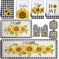10 Pcs Sunflower Kitchen Decor 4 Black and White Buffalo Plaid Dish Towels 2 Buffalo Check Pot Holders 2 Rustic Sunflower Oven Mitts 2 Yellow Rugs for Cooking Baking Mom Housewarming Gift