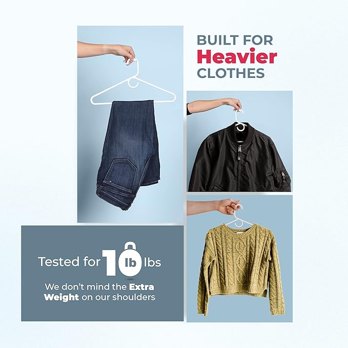 Neaties Heavy Duty Clothes Hangers 100 Pack (108 Count) – Made in The USA – 8lb Capacity Plastic Hangers for Adult Clothing – Durable for Pants, Coats, Jackets, or Jeans – Black