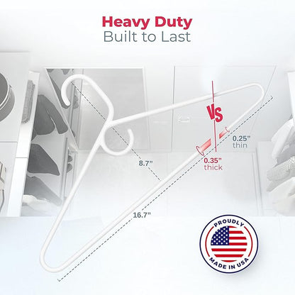 Neaties Heavy Duty Clothes Hangers 100+ Pack (216 Count) – Made in The USA – 8lb Capacity Plastic Hangers for Adult Clothing – Durable for Pants, Coats, Jackets, or Jeans – White & Blue