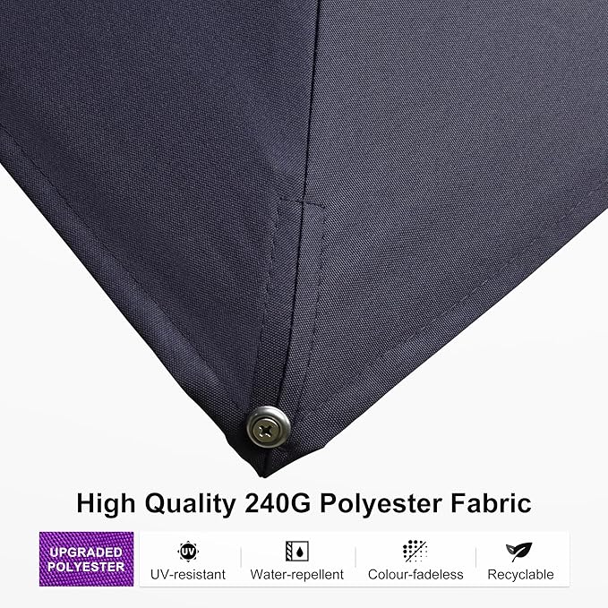 PURPLE LEAF 10FT Patio Umbrella With Base Square Cantilever Umbrella Teak Finished Aluminum Frame Large Windproof Offset Outdoor Sun Umbrellas for Beach Pool Deck, Navy Blue