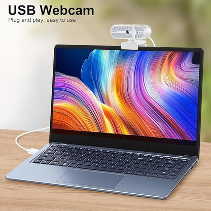 MOERTEK 2K Webcam for PC, Webcam with Microphone and Tripod, Auto Light Correction, USB Camera Plug and Play, 90° Wide FOV, Privacy Cover, Works with Skype, Zoom, Meet, Teams, PC, Laptop, Mac, Tablet