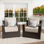 Aluminum Patio Chairs Set of 2, All Weather Use Outdoor Dining Chairs with Rectangular Framed Metal Armrest & 6" Fade-Resistant Cushions & Chair Covers for Deck Balcony Backyard (Beige)