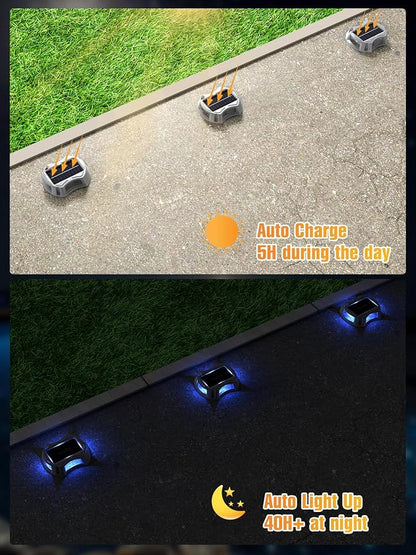 Solar Driveway Lights Solar Dock Lights 9 Colors in 12 Pack, Waterproof IP68, Outdoor, for Driveway Markers, Marine Dock, Pathway, Sidewalk, Warning Step