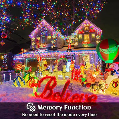 Icicle lights Outdoor - 33ft Christmas Lights with 400LED 75 Drops 8 Modes, Plug in Curtain String Lights Waterproof for Holiday Wedding Party Home Garden Bedroom Indoor Outdoor Decoration, Multicolor