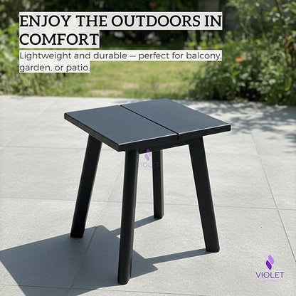 Black Teak Wood Shower Seat with Stainless Steel Legs – Waterproof Non-Slip Bath Stool, Indoor & Outdoor Use, 440 lbs Capacity, ADA Compliant, Handmade Compact Modern Design Bench