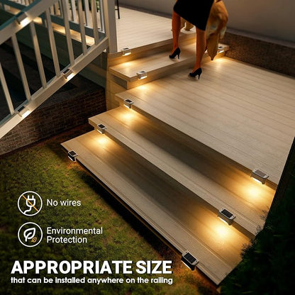 SOLPEX Solar Fence Lights Outdoor 16 Pack, Solar Step Lights Waterproof Led Solares Light for Outdoor Stairs, Deck, Fence, Yard, Patio, and Balcony(Warm White)