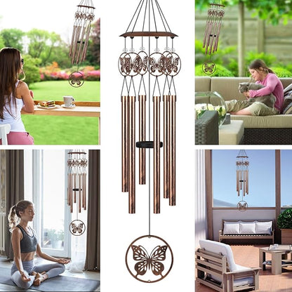 Wind Chimes with Sympathy Wind Spinner,Outside Garden Decor Gifts for Women Mom and Grandma,Memorial Wind Chimes for Loss of Loved One Prime,Bereavement/Sympathy/Memorial Gift(Butterflies)