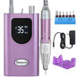 Delanie Professional Nail Drill High Torque 35000 RPM Rechargeable Portable Electric Nail File Filer for Acrylic Gel with Cuticle Bits, Salon Manicure Tool, Purple