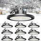 Super Bright 21000lm 5000k 150w 10 Pack UFO Led High Bay Shop Lights with 5'Cable 3-Pin Plug Hook Safe Rope for Garage Factory Warehouse Workshop Barn