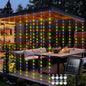 echosari Solar Curtain Lights 7.9ft x 6ft 144 LED Outdoor Curtain Lights Waterproof with Timer 8 Modes for Christmas Garden Patio Fence Wedding Wall Window Gazebo Decor - Multicolor