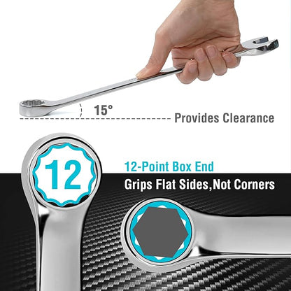 DURATECH Combination Wrench Set, SAE, 15-Piece, 1/4'' to 1-1/16'', 12-Point, CR-V Steel, with Rolling Pouch