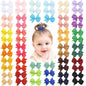 2.2 inch Hair Bows for Baby Girls,60PCS Grosgrain Boutique Solid Ribbon Mini Bows Alligator Clips for Baby Girls Newborns Toddler in Pairs