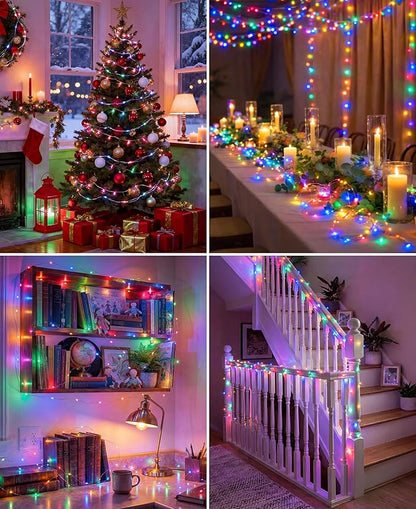 Plug-in Fairy Lights, 33 Ft 100 LED String Light with Remote, 8 Modes, Timer and Dimming Twinkle Lights for Indoor, Bedroom, Party, Decoration, Holiday, Multi-Colored
