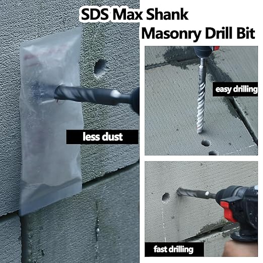 1/2 x 20 inch SDS Max Rotary Hammer Drill Bit, 12x520mm Carbide Tip Masonry Drill Bit,Concrete Drill Bit for Masonry, Brick, Stone, Concrete (Length :520mm / 20 inch, 12mm (1/2 in) Diameter)