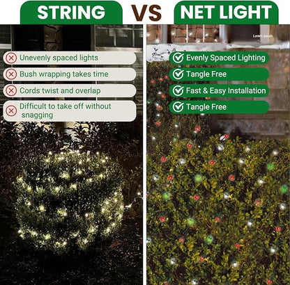 Christmas Light Net – 150 LED Cool-White Mesh Lights - 4 ft x 6 ft – Outdoor/Indoor – Net Lights for Bushes, Hedges or Trees