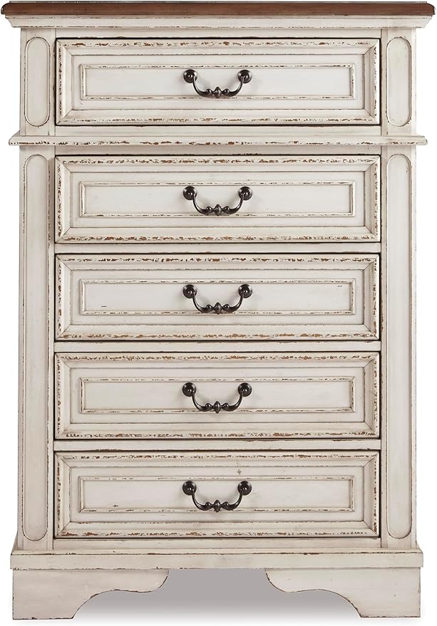 Signature Design by Ashley Realyn Vintage 5 Drawer Chest, White