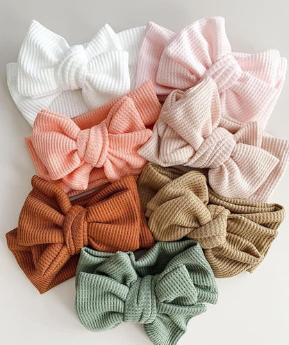 Baby Headbands Waffle Hairband with Bows for Baby Girls Newborn Infant Toddlers Kids