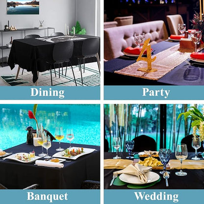 VidaFete Tablecloth 60 * 102inch 2pack Rectangle Table Cloth Polyester, Stain Wrinkle Resistant Dining Table Cover for Kitchen Dinning Party Wedding Rectangular Tabletop Buffet Decoration(Black)