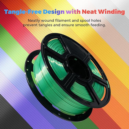 Flashforge 3D Printer Filament Silk PLA 1.75mm 1kg Spool-Dimensional Accuracy +/- 0.02mm (Green)
